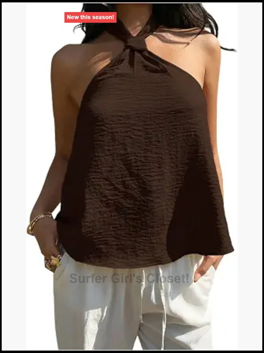Halter Tank Top Sleeveless Bowknot Back Polyester Casual Summer